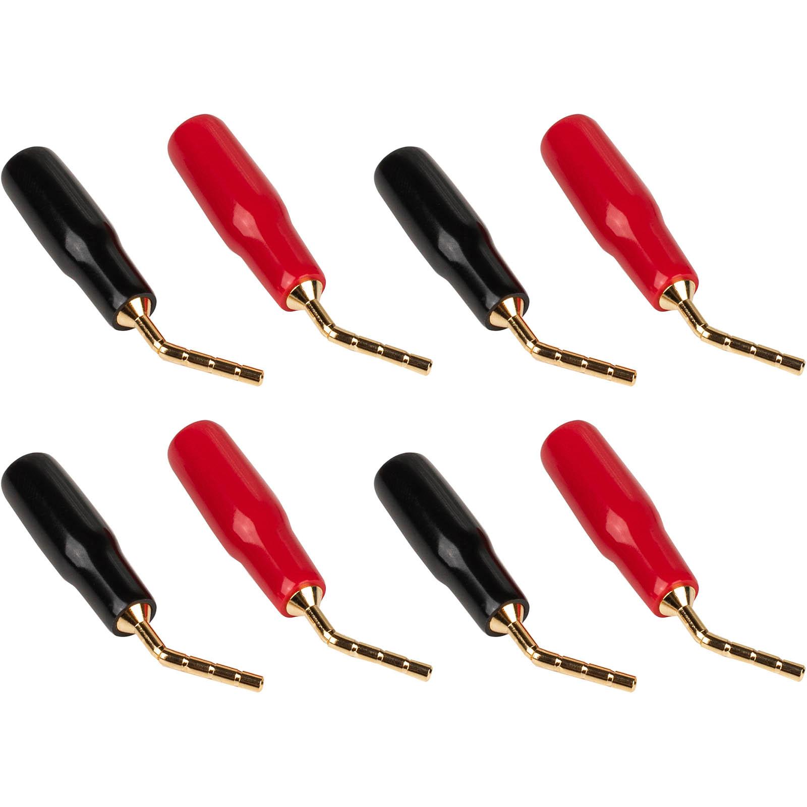 Gold Speaker Wire Pins Angled 45 Degrees Black and Red for 18 to 12 AWG Wire 4-Pair